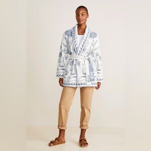 Vineyard Vines  Intarsia Fringe Cotton Blend Cardigan Size XS